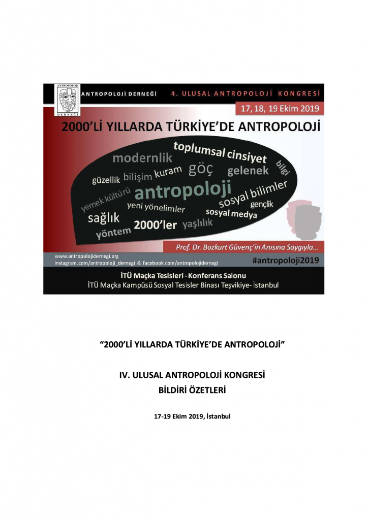 IV. Ulusal Antropoloji Kongresi Bildiri Özetleri'ni cihazınıza pdf formatında indirmek için tıklayınız!..